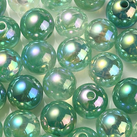 UV Plating Rainbow Iridescent Acrylic Beads OACR-F004-04F-1