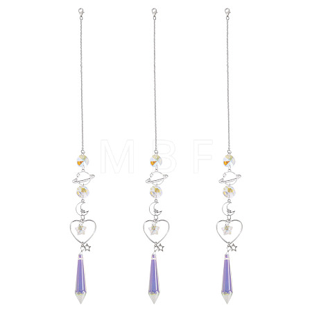 3Pcs Alloy Planet Moon Hanging Ornaments HJEW-TA00367-1