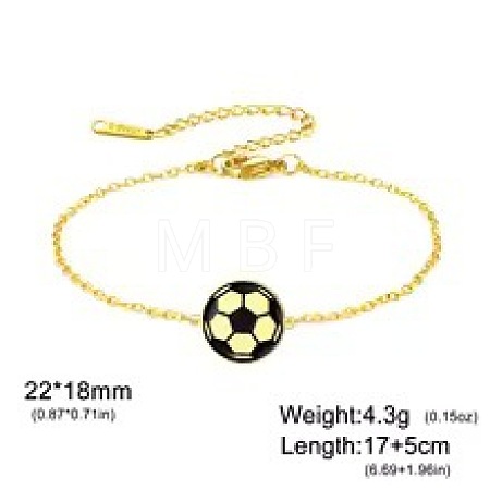304 Stainless Steel Sport Ball Link Bracelets for Women WG444BD-10-1