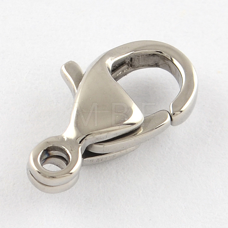 Tarnish Resistant Polished 304 Stainless Steel Lobster Claw Clasps STAS-R072-41A-1