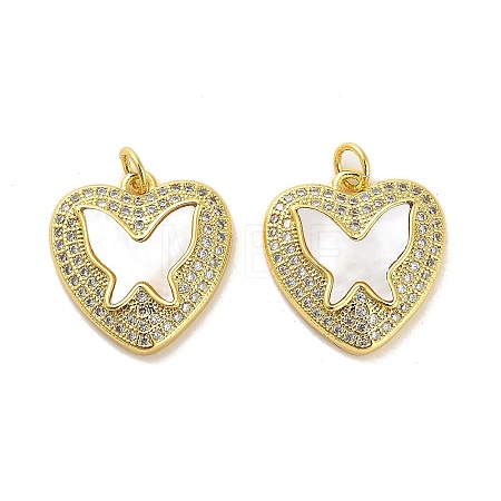 Brass Micro Pave Clear Cubic Zirconia Pendants KK-K365-04H-G-1