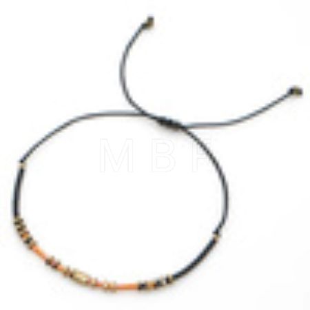 Glass Seed Bead & Brass Beads Braided Bead Bracelets DN7450-9-1