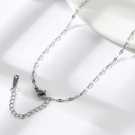 Non-Tarnish 304 Stainless Steel Dapped Chain Necklace for Men Women NJEW-E076-02P-1