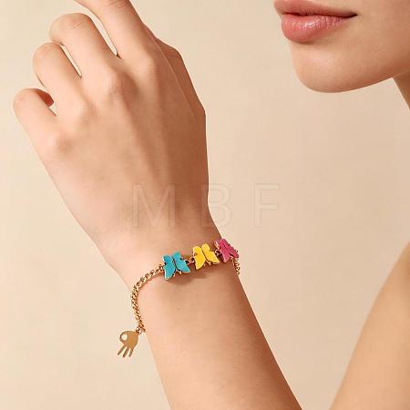 Plastic Butterfly Link Iron Zinc Alloy Chain Bracelets for Women NI2300-3-1