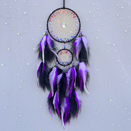 Feather Woven Web/Net with Feather Pendant Decorations PW-WGE515C-02-1