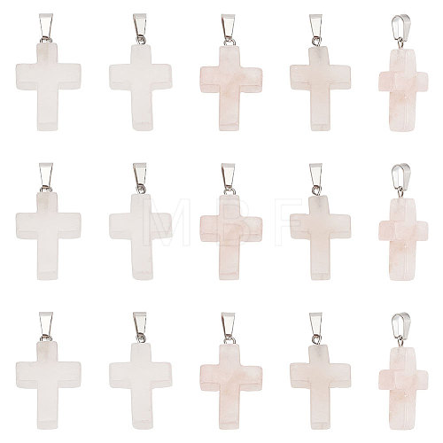 Unicraftale 16Pcs Religion Natural Rose Quartz Pendants G-UN0001-08B-1