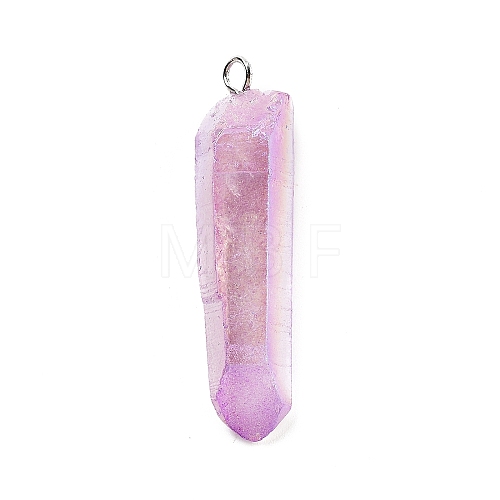 Electroplated Natural Quartz Pendants G-P315-B01-04P-1