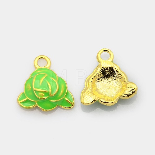 Golden Tone Alloy Enamel Flower Pendants ENAM-J451-03G-1