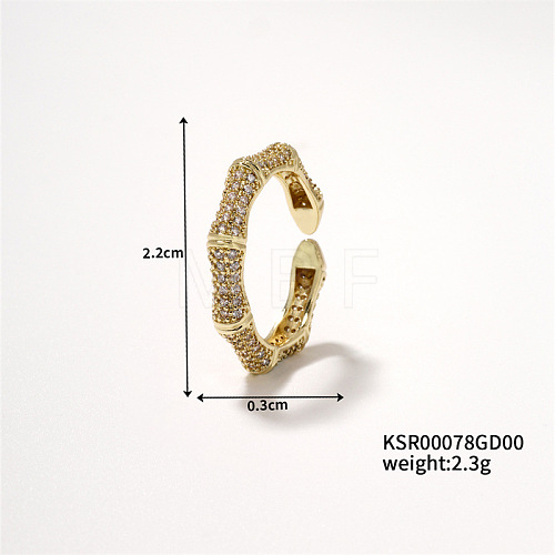 Elegant Brass Micro Pave Cubic Zirconia Open Cuff Ring for Women QG1531-1-1