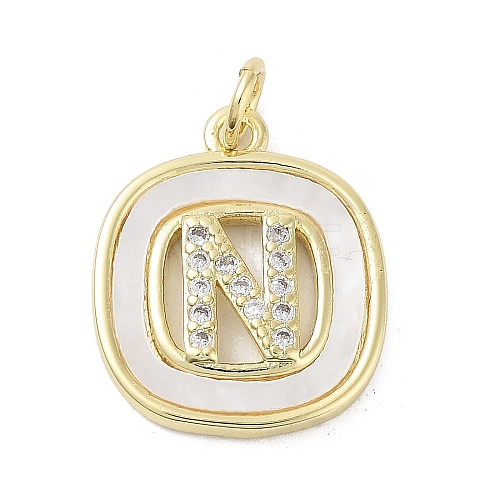 Rack Plating Brass Micro Pave Clear Cubic Zirconia Pendants KK-E102-33G-N-1