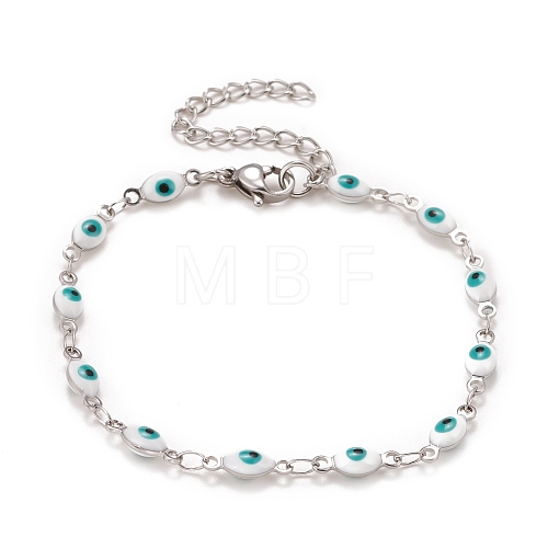 Enamel Horse Eye Link Chains Bracelet BJEW-P271-05P-03-1