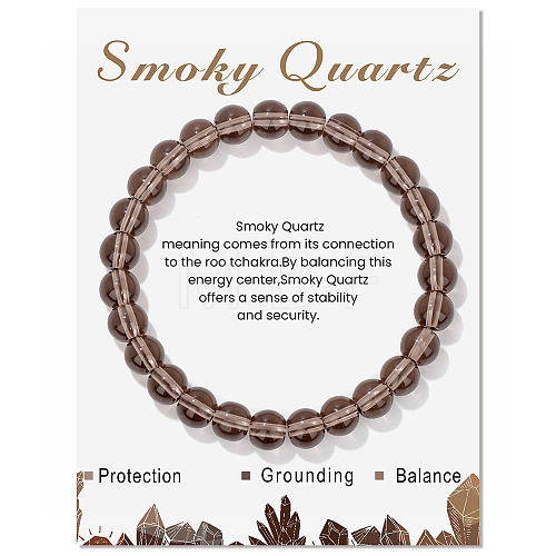 Natural Smoky Quartz Beaded Stretch Bracelets PW-WG7FE75-14-1