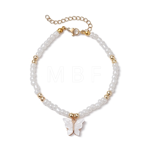 Butterfly Alloy Acrylic Charm Bracelets BJEW-JB10487-01-1