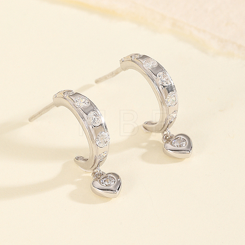 S925 Sterling Silver Heart Stud Earrings RF1280-2-1