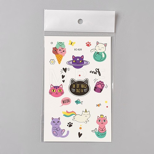 Removable Kitten Temporary Tattoos AJEW-WH0061-B09-1