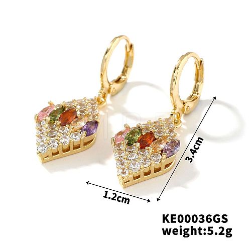 Elegant Japanese Style Copper & Zircon & Diamond Hoop Earrings HY8842-1-1