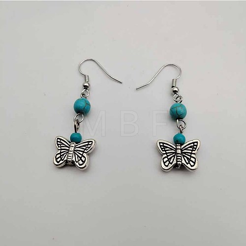 Bohemian Tassel Synthetic Turquoise & Alloy Dangle Earrings for Women RC4749-10-1