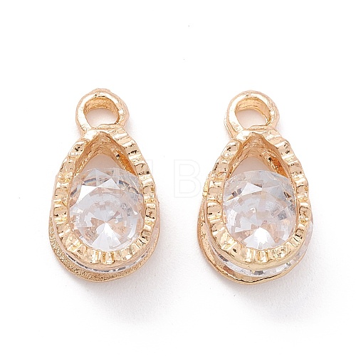 Alloy Clear Cubic Zirconia Charms ZIRC-A022-09G-1