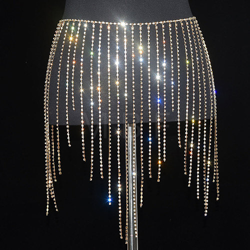 Full Crystal Rhinestone Tassel Skirt Body Chains WGA3B2D-03-1