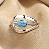 Oval Brass with Synthetic Turquoise Finger Rings FS-WG5DC9A-04-2