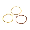 3Pcs 3 Style Natural Garnet & Glass Seed Beaded Stretch Bracelets Set for Women BJEW-JB09171-03-4