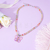 Alloy & Acrylic Butterfly Pendant Beaded Necklaces for Women FS-WG0EB84-03-1