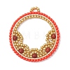 Natural Red Jasper & Glass Seed Beaded Pendants PALLOY-MZ01268-02-1