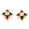 4-Petal Alloy Enamel Bead Caps X1-ENAM-TAC0023-03-3