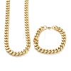 Ion Plating(IP) 304 Stainless Steel Cuban Link Chain Bracelets & Necklaces Jewelry Sets SJEW-B019-03D-G-3