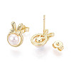 Brass & Natural Pearl Stud Earrings PEAR-N020-WX05-3