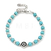 304 Stainless Steel & Synthetic Turquoise Round Beaded Bracelets for Women BJEW-G717-10-2