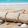 Beach Colorful Glass Beaded Alloy Heart Pendant Necklaces for Women NM2683-2