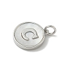 Brass Pave Natural Shell Flat Round with Letter Charms KK-Z115-13P-C-2