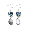 Brass Abalone Shell Black shell Dangle Earrings EJEW-D313-01P-5