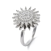 Daisy Rotatable Open Cuff Rings for Women RJEW-S402-05P-3