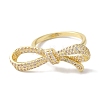 Bowknot Brass Micro Pave Clear Cubic Zirconia Finger Rings for Women RJEW-C098-30G-2