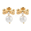 304 Stainless Steel Clear Cubic Zirconia ABS pearl Stud Earrings EJEW-S226-13G-2