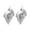 Conch Shape Brass Micro Pave Cubic Zirconia Ear Studs EJEW-D304-32P-2