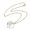 Valentine's Day Faceted Clear Glass Heart Pendant 304 Stainless Steel Satellite Chain Necklaces for Women NJEW-JN06074-01-3