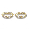 Brass Micro Pave Cubic Zirconia Spring Gate Rings ZIRC-S066-032B-NF-1