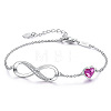 Infinity & Heart 925 Sterling Silver Pave Cubic Zirconia Link Bracelets FS-WGF63DC-06-1