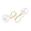Rack Plating Brass Cubic Zirconia ABS Pearl Earring Hooks EJEW-S219-16G-03-2