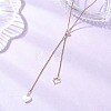 Adjustable Natural Keshi Pearl Heart Pendant 304 Stainless Steel Box Chain Lariat Necklaces NJEW-JN05947-1