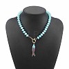Bohemian Alloy Enamel Fish Pendant Rondelle Resin Beaded Necklaces for Women WGAFD1E-03-1