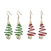 2 Pairs 2 Colors Christma Tree Electroplated Synthetic Non-magnetic Hematite & Aluminum Wire Dangle Earrings EJEW-JE05908-1