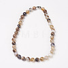 Natural Dyed Agate Beads Necklaces NJEW-F139-6mm-15-1