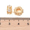 Hollowed Brass Micro Pave Clear Cubic Zirconia European Beads KK-B100-024G-3