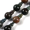 Natural Indian Agate 3-Hole Guru Beads Strands G-H064-E02-01-1