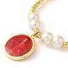 Adjustable Flat Round with Holy Virgin Charms Bracelet BJEW-Z073-01G-03-2