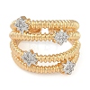 Star Brass Micro Pave Clear Cubic Zirconia Multi-layer Open Cuff Ring for Women RJEW-Q819-09G-2